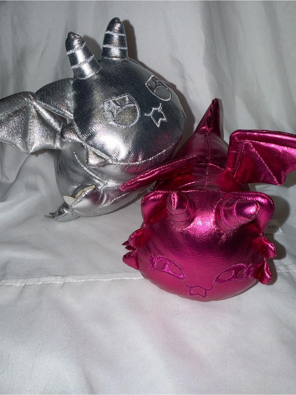 Metallic Aphmau Silver & Hot Pink Dragon Plush Duo